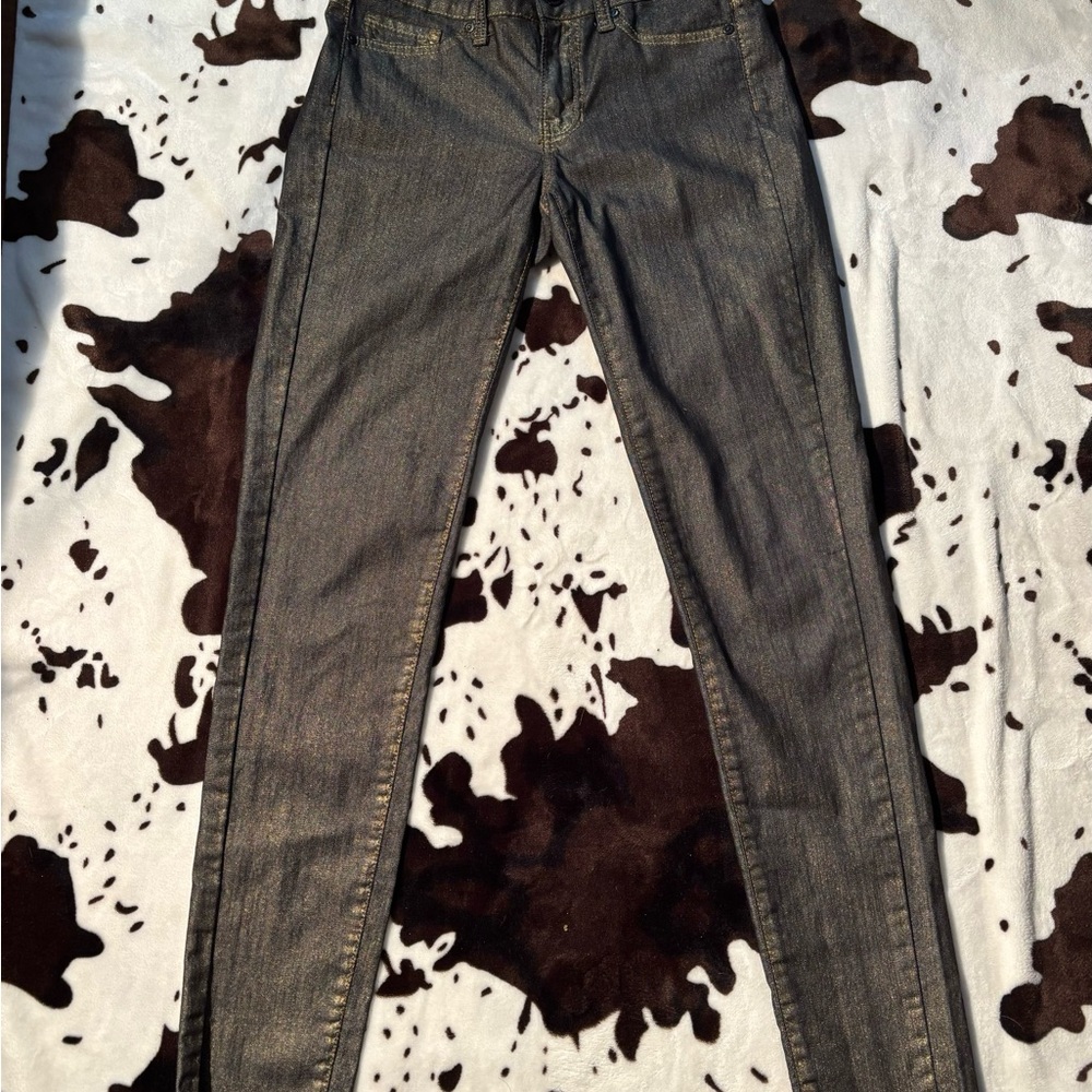 Mango gold foiled straight jeans